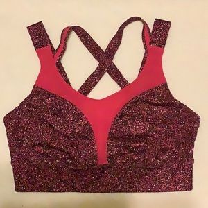 Lululemon hot pink, black and white sports bra size 10